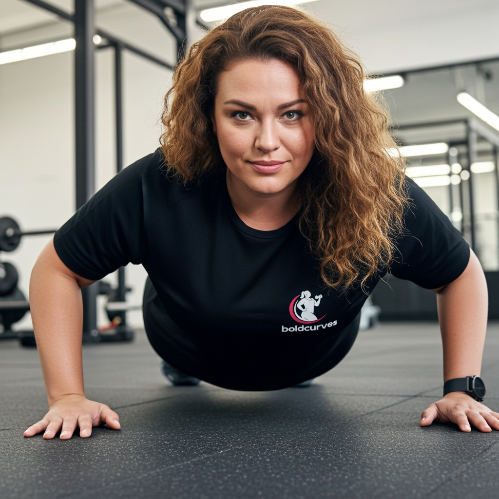 Boldcurves Zwart plus‑size dry‑fit T‑shirt (L–XXXL)