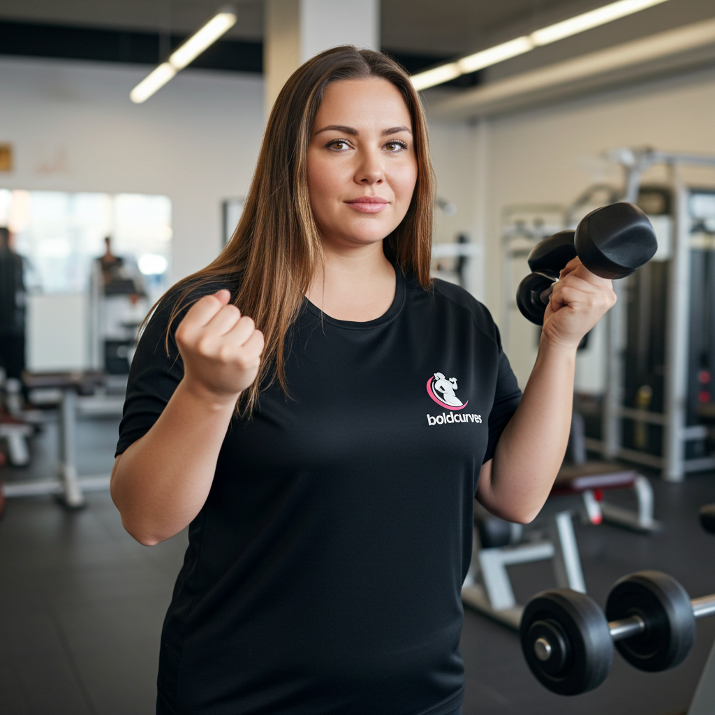 Boldcurves Zwart plus‑size dry‑fit T‑shirt (L–XXXL)