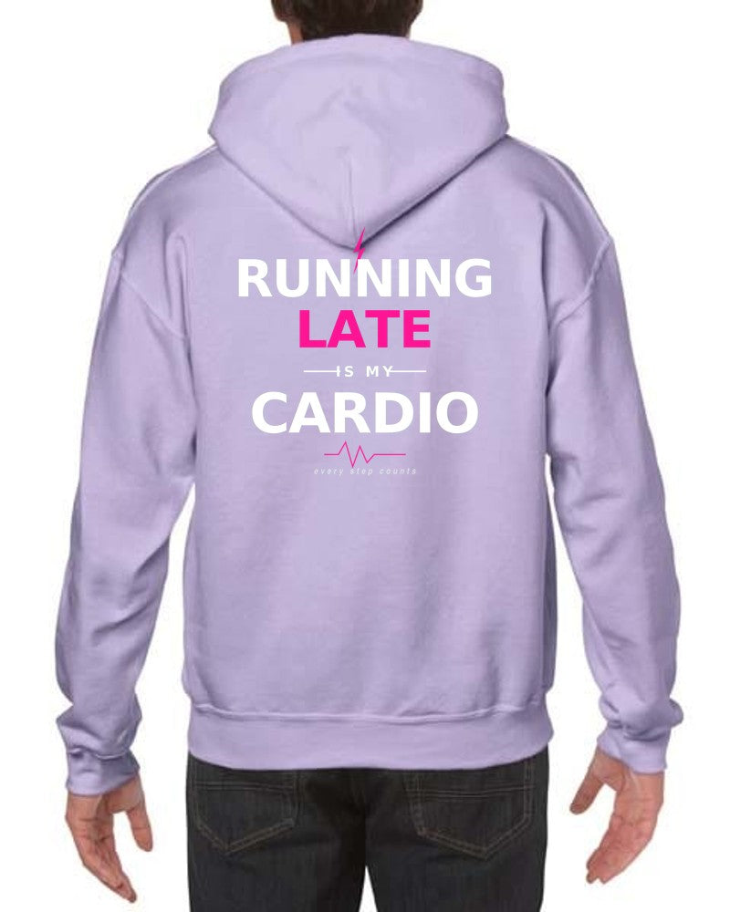 BoldCurves 'Running Late Is My Cardio' Hoodie & Vest — Dames Sportkleding met Rugprint